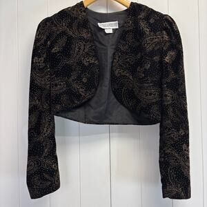 Vintage Jessica Howard Velvet Whimsigoth Glam Event Shrug Jacket Size 6 Floral‎